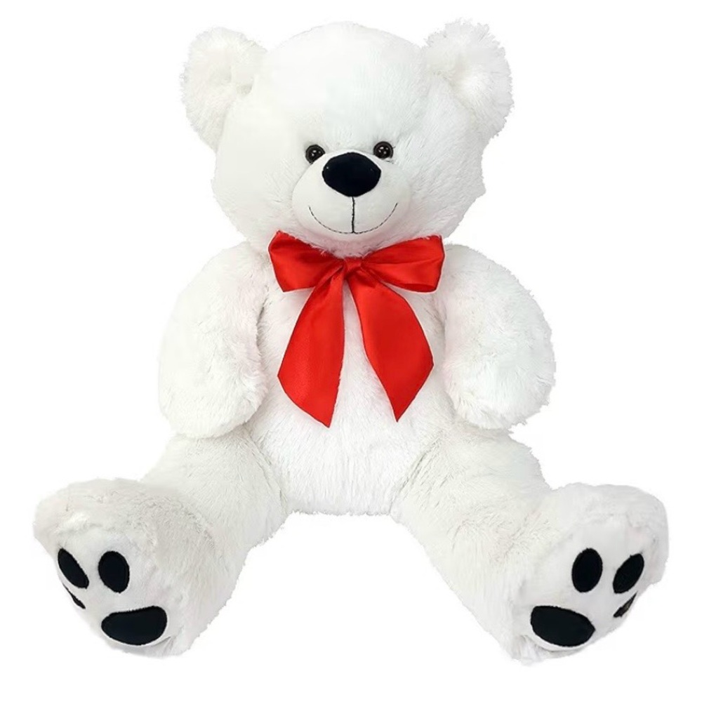 White Love Bear with Bow Plush Stuffed Animal Gift New With Tags